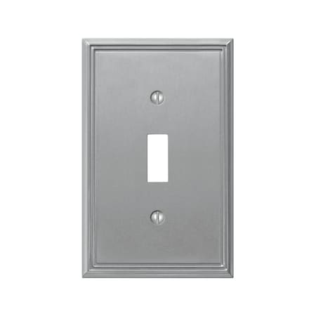 Amerelle Wall Plate, Number of Gangs: 1 Cast Metal, Brushed Nickel Finish, Gray 77TBN